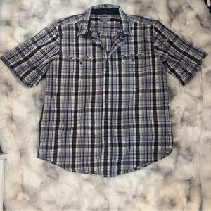 Carhartt Blue and White Checkered Short Sleeve Shirt